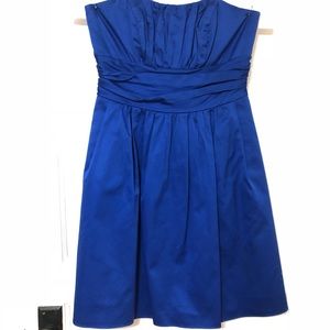 Blue strapless bridesmaid dress